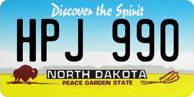ND license plate HPJ990
