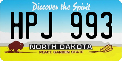ND license plate HPJ993