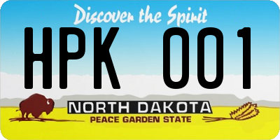 ND license plate HPK001