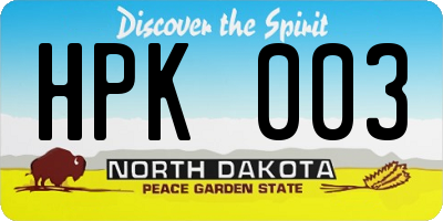 ND license plate HPK003