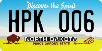 ND license plate HPK006