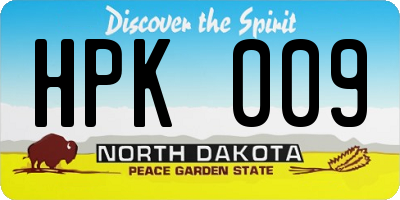ND license plate HPK009