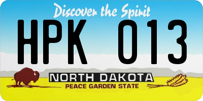 ND license plate HPK013