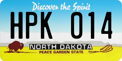 ND license plate HPK014
