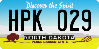 ND license plate HPK029