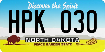 ND license plate HPK030