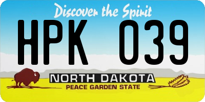 ND license plate HPK039