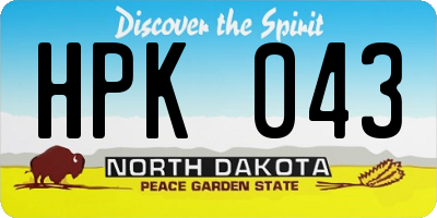 ND license plate HPK043