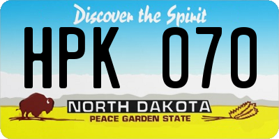 ND license plate HPK070