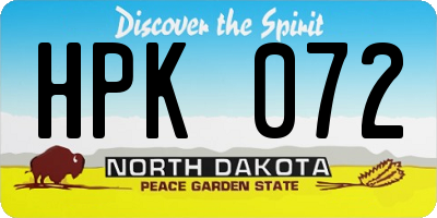 ND license plate HPK072