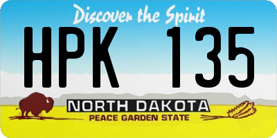 ND license plate HPK135