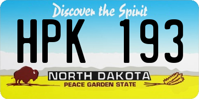 ND license plate HPK193