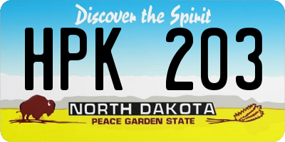 ND license plate HPK203