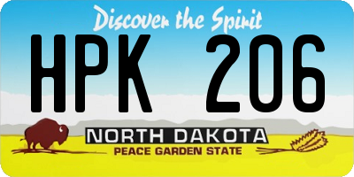 ND license plate HPK206