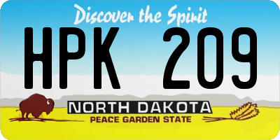 ND license plate HPK209