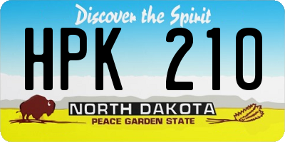ND license plate HPK210