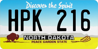ND license plate HPK216