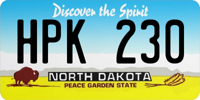ND license plate HPK230