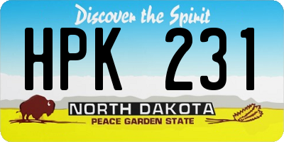 ND license plate HPK231
