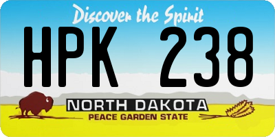ND license plate HPK238