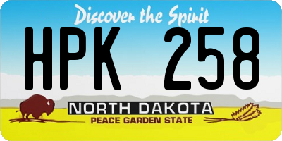 ND license plate HPK258
