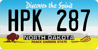 ND license plate HPK287