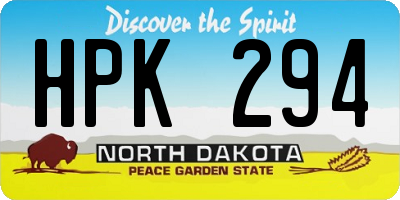 ND license plate HPK294