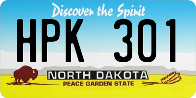 ND license plate HPK301