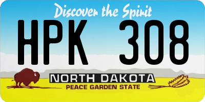 ND license plate HPK308