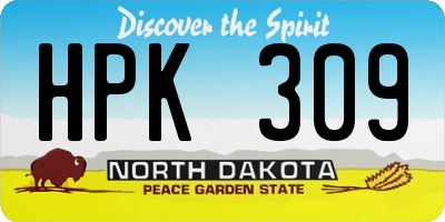 ND license plate HPK309
