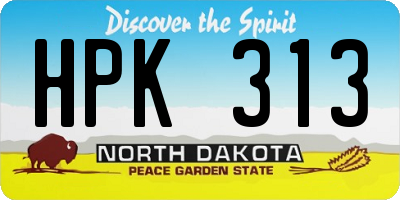 ND license plate HPK313