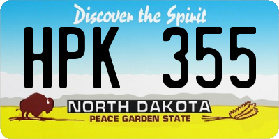 ND license plate HPK355