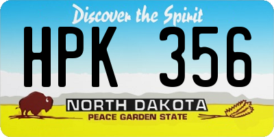 ND license plate HPK356