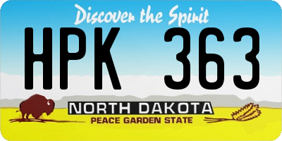 ND license plate HPK363