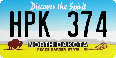 ND license plate HPK374