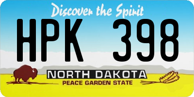 ND license plate HPK398