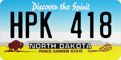 ND license plate HPK418