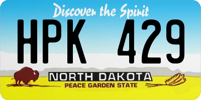 ND license plate HPK429