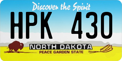 ND license plate HPK430