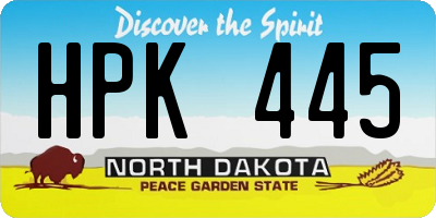 ND license plate HPK445