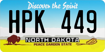 ND license plate HPK449