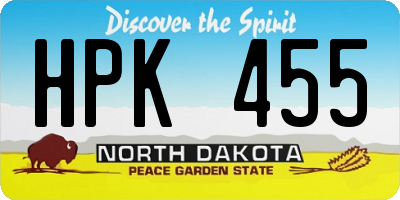 ND license plate HPK455