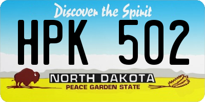 ND license plate HPK502