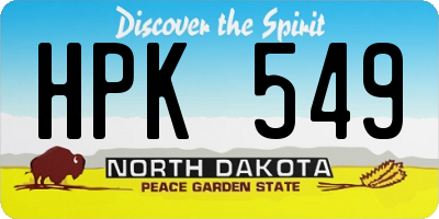 ND license plate HPK549