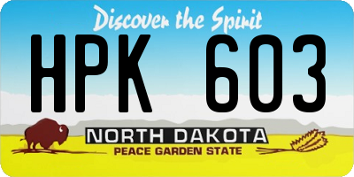 ND license plate HPK603