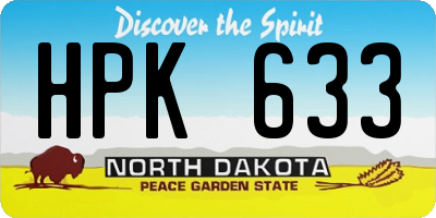 ND license plate HPK633