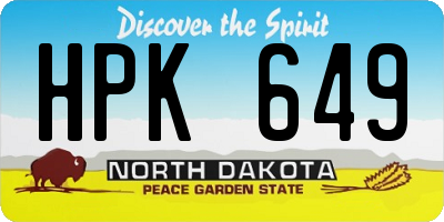 ND license plate HPK649