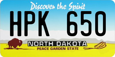ND license plate HPK650
