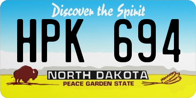 ND license plate HPK694