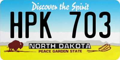 ND license plate HPK703